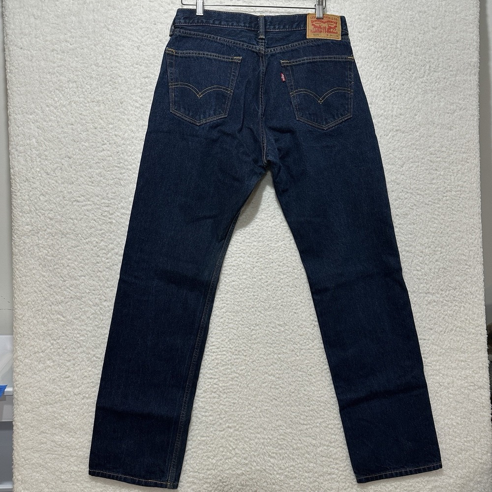 Levi's 505 Jeans Mens Blue Straight Leg Regular Fit Denim Actual Size 34X32